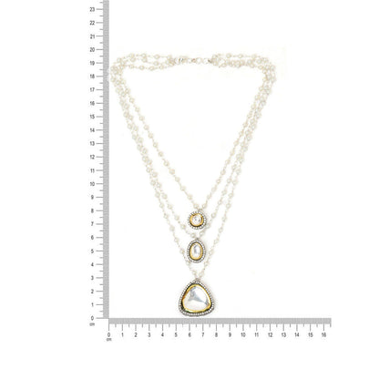 Ruby Raang Studio Beaded Layered Kundan Necklaces -White