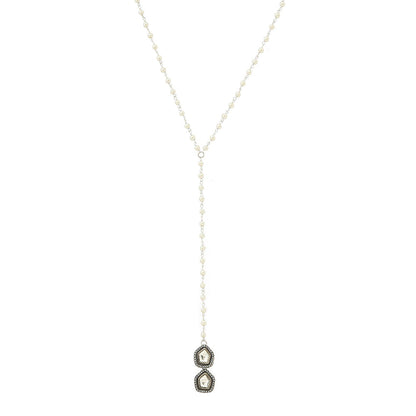 Ruby Raang Studio Beaded Kundan Necklace -White