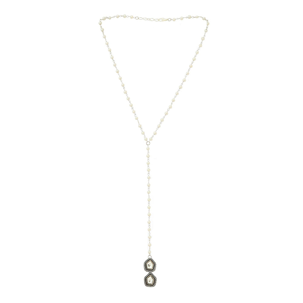 Ruby Raang Studio Beaded Kundan Necklace -White