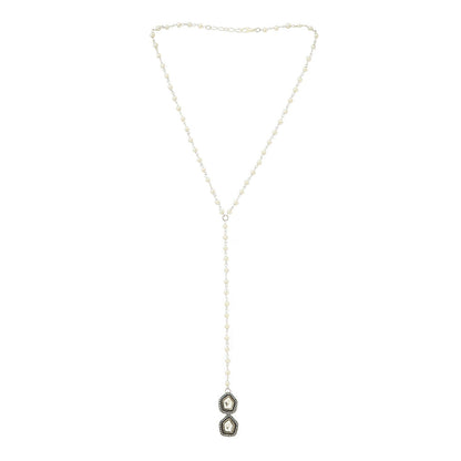 Ruby Raang Studio Beaded Kundan Necklace -White