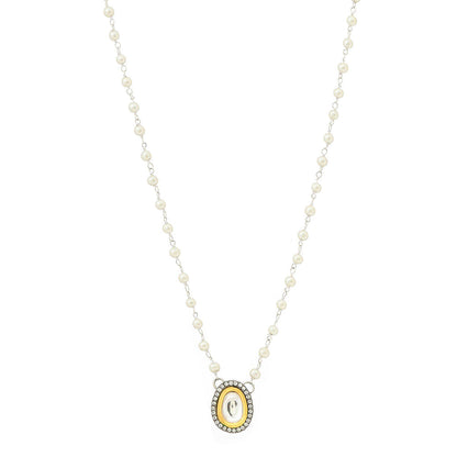 Ruby Raang Studio Beaded Kundan Necklace -White