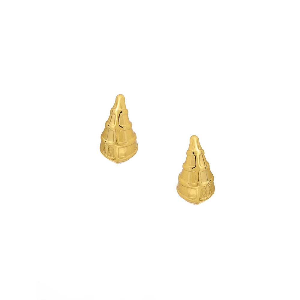 Ruby Raang Studio Golden Stud Earrings -Gold