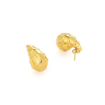 Ruby Raang Studio Golden Stud Earrings -Gold