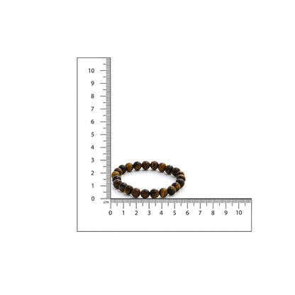 Ruby Raang Studio Tiger Eye Brown & Black Round Crystal Beads Elastic Bracelet -Brown
