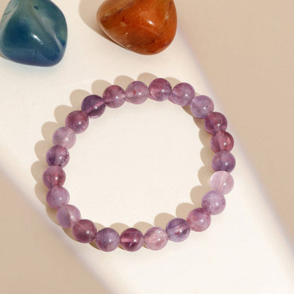 Ruby Raang Studio Amethyst Purple Round Crystal Beads Elastic Bracelet