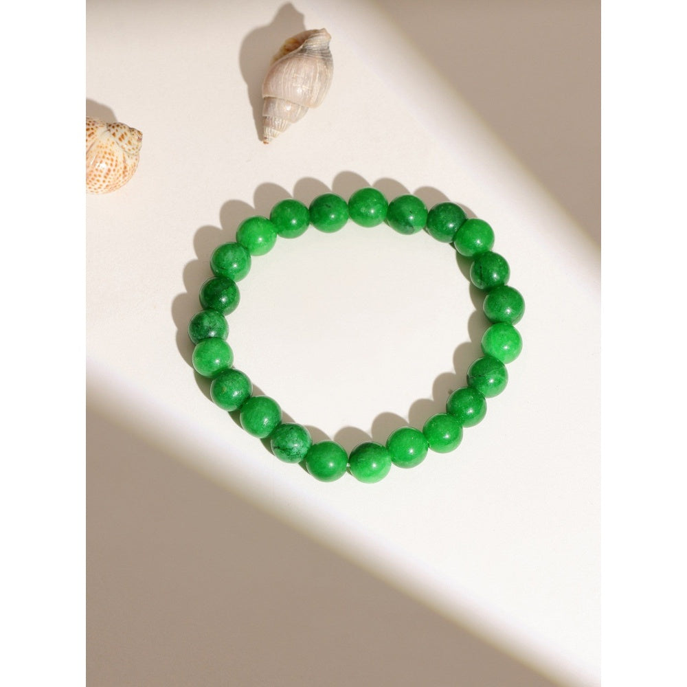 Ruby Raang Studio Green Jade Elastic Bracelet -Green