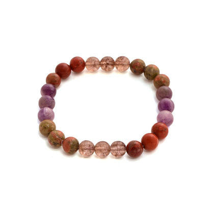 Ruby Raang Studio Red Carnelian, Lapis Lazuli, Amethyst & Green Avanturine Crystal Beads Bracelet