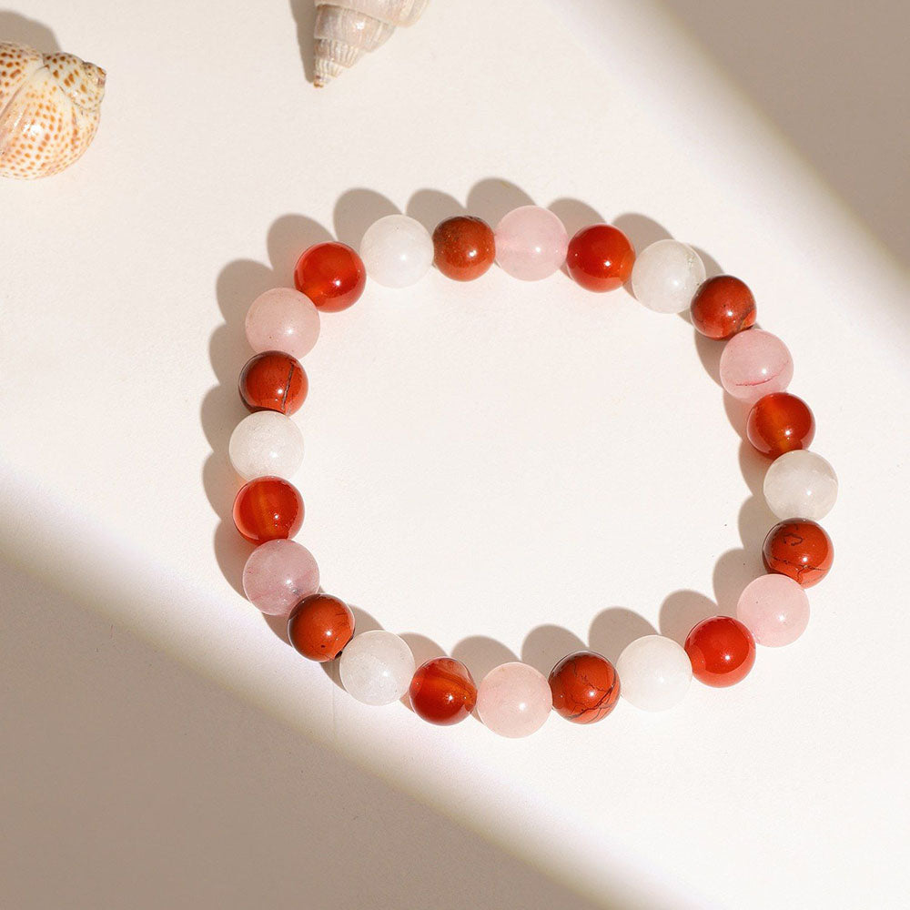 Ruby Raang Studio Red Carnelian, Amethyst Beads Bracelet -Multi-Color