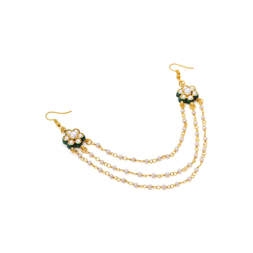 Ruby Raang Studio White Brass Gold Plated Kundan Hair Chain