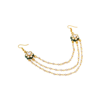 Ruby Raang Studio White Brass Gold Plated Kundan Hair Chain