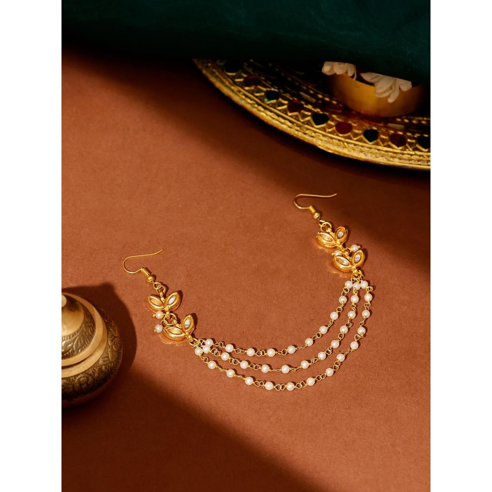 Ruby Raang Studio White Brass Gold Plated Pearl Hair Chain