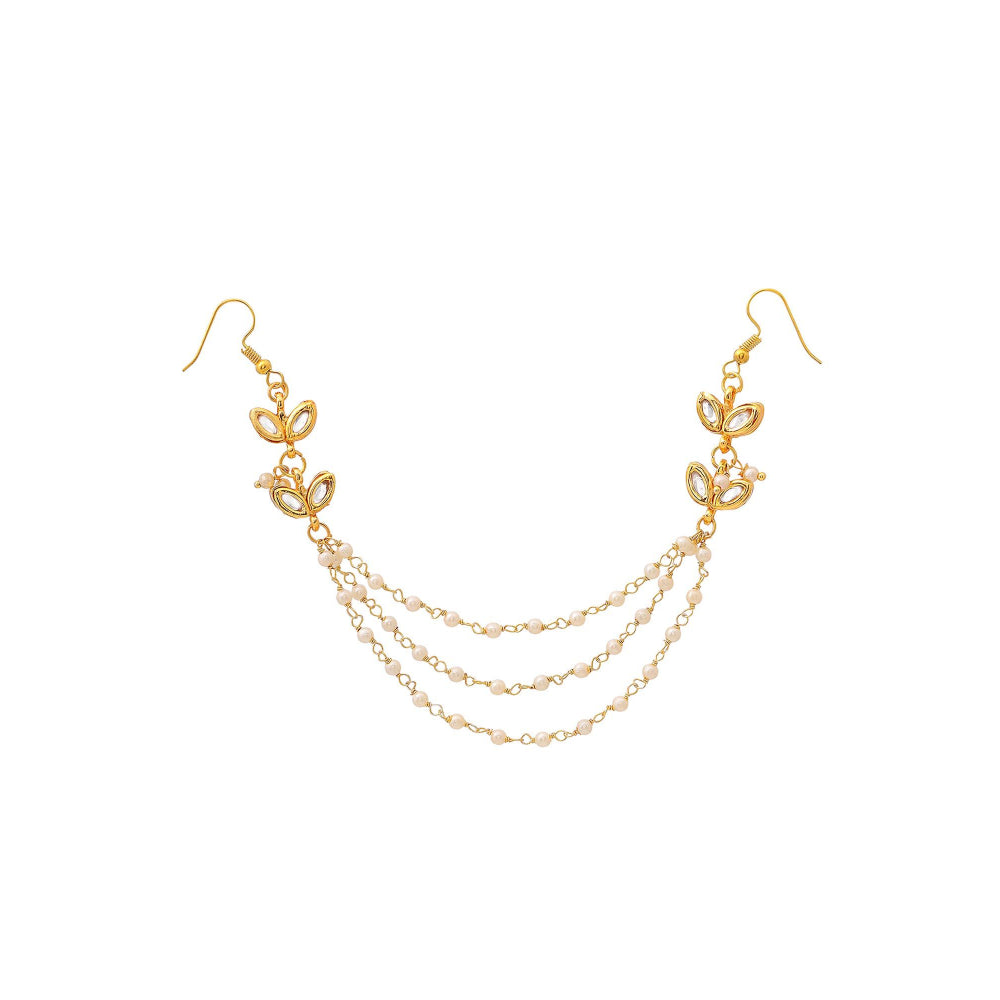 Ruby Raang Studio White Brass Gold Plated Pearl Hair Chain