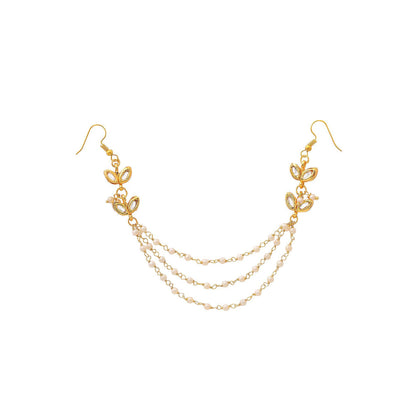 Ruby Raang Studio White Brass Gold Plated Pearl Hair Chain