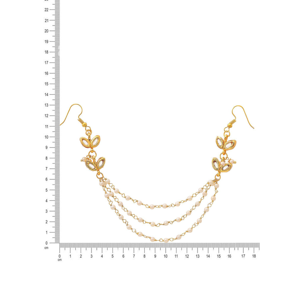 Ruby Raang Studio White Brass Gold Plated Pearl Hair Chain