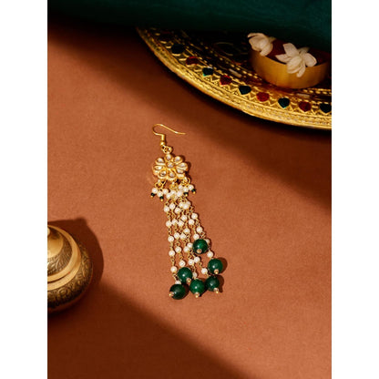 Ruby Raang Studio Green Brass Gold Plated Kundan Hair Chain