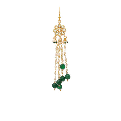Ruby Raang Studio Green Brass Gold Plated Kundan Hair Chain