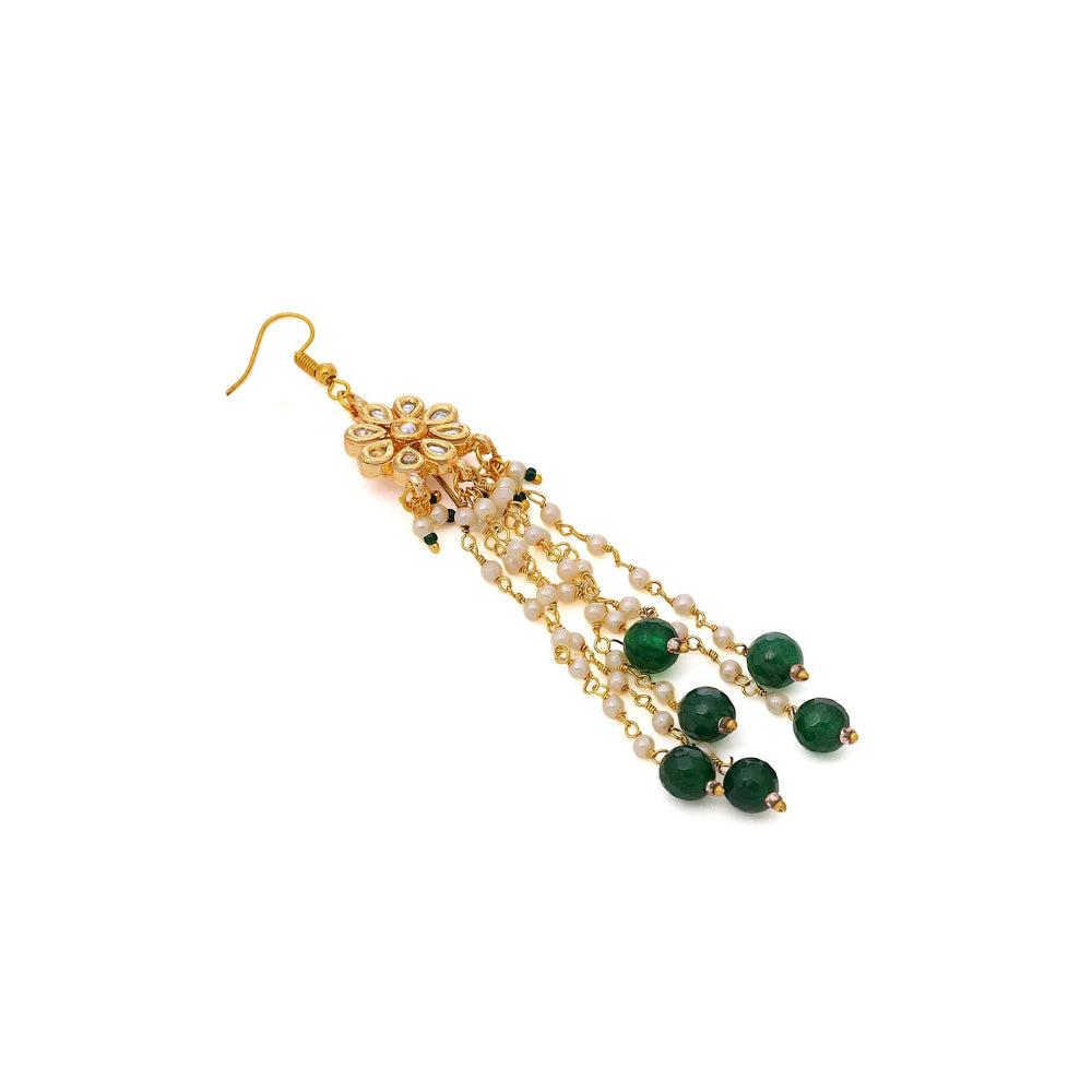 Ruby Raang Studio Green Brass Gold Plated Kundan Hair Chain