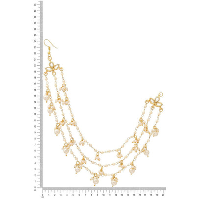 Ruby Raang Studio White Brass Gold Plated Pearl Pair Of Ear Chain