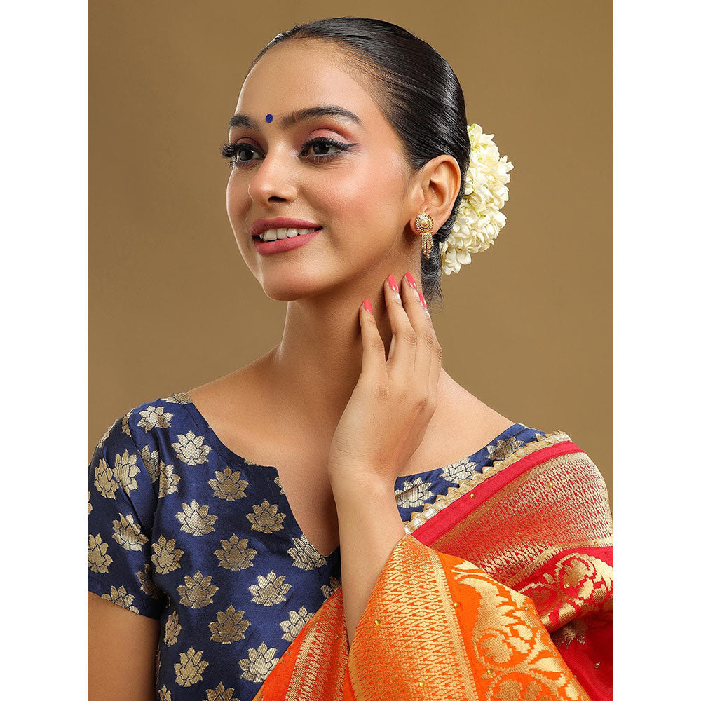Ruby Raang Studio Gold Brass Gold Plated Kundan Pair Of Earrings