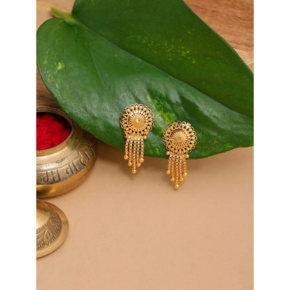 Ruby Raang Studio Gold Brass Gold Plated Kundan Pair Of Earrings