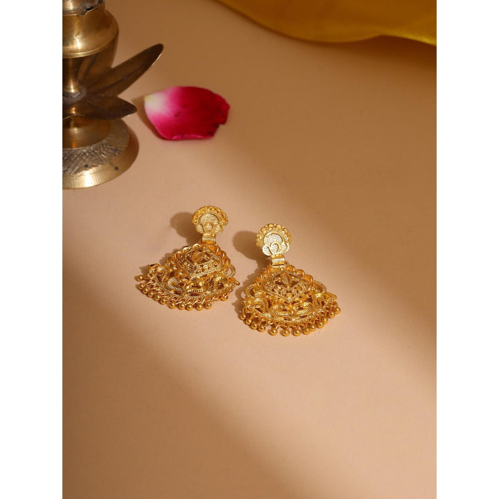 Ruby Raang Studio Brass Gold Plated Kundan Pair Of Earrings