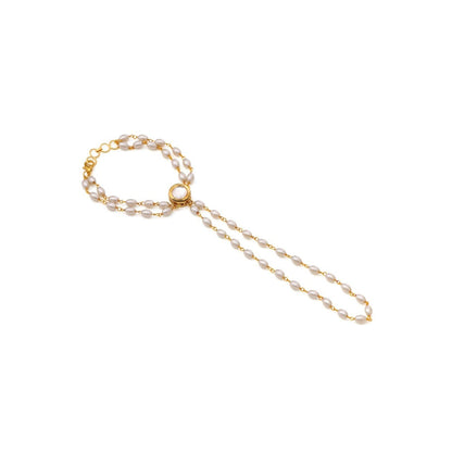 Ruby Raang Studio White Brass Gold Plated Kundan Hathphool