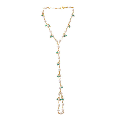 Ruby Raang Studio Blue Brass Gold Plated Kundan Hathphool