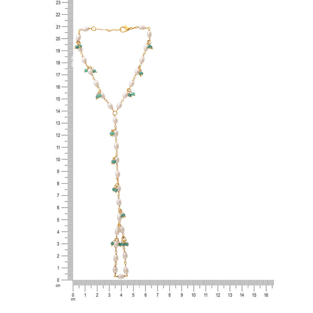 Ruby Raang Studio Blue Brass Gold Plated Kundan Hathphool