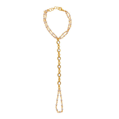 Ruby Raang Studio White Brass Gold Plated Kundan Hathphool