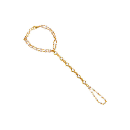 Ruby Raang Studio White Brass Gold Plated Kundan Hathphool