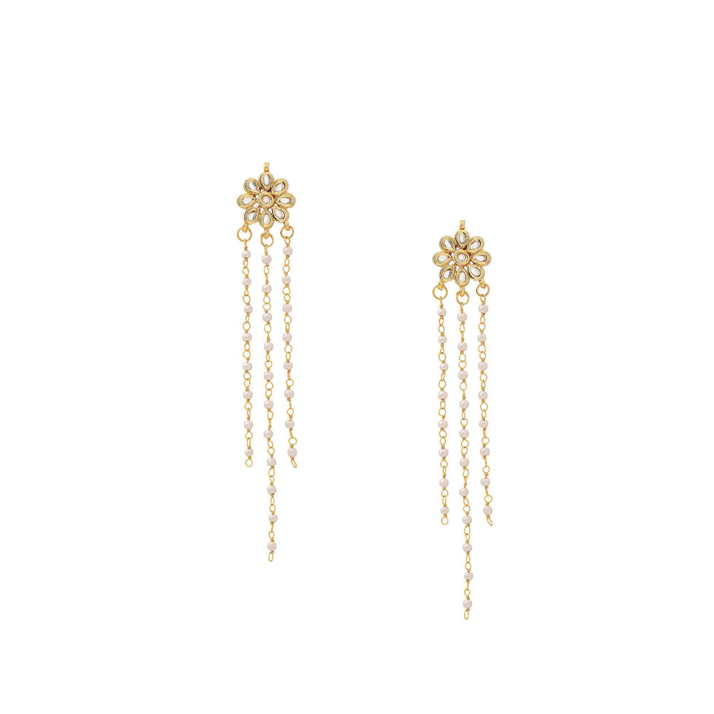 Ruby Raang Studio White Brass Gold Plated Kundan Necklace with Pair Of Earrings