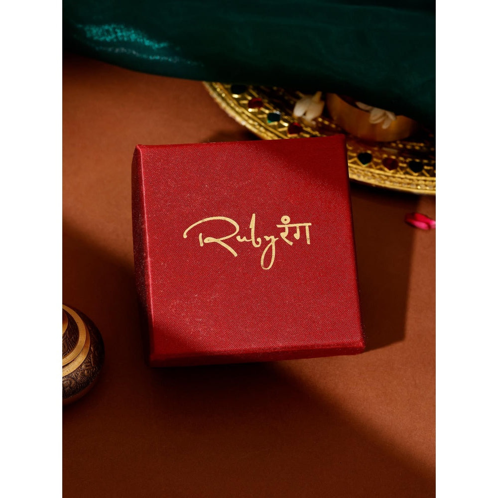 Ruby Raang Studio Green Brass Gold Plated Kundan Maang Tikka