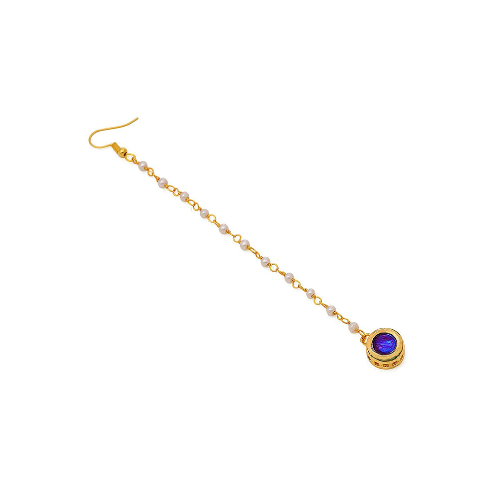 Ruby Raang Studio Blue Brass Gold Plated Kundan Maang Tikka