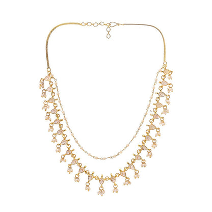 Ruby Raang Studio White Brass Gold Plated Kundan Necklace