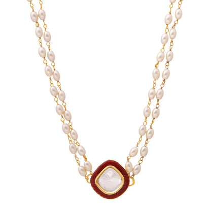 Ruby Raang Studio Red Brass Gold Plated Kundan Necklace