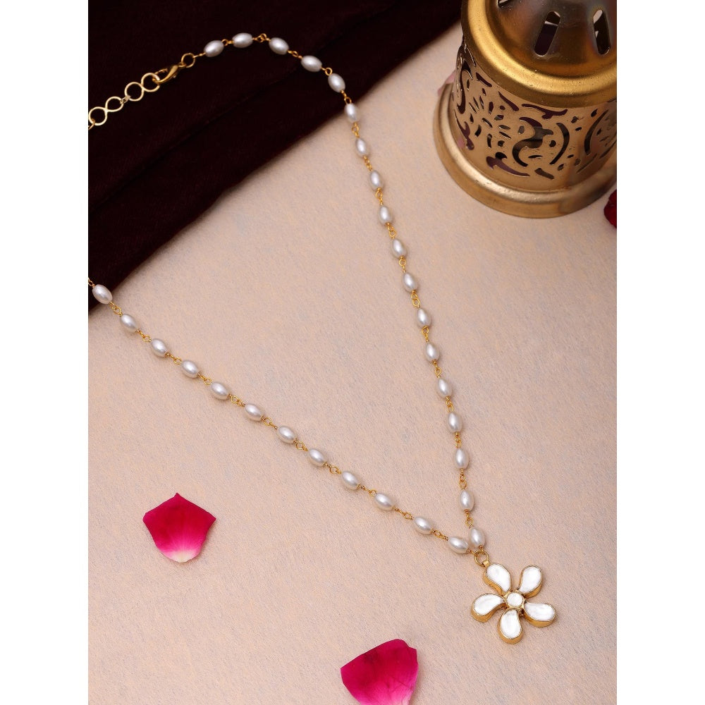 Ruby Raang Studio White Brass Gold Plated Kundan Necklace