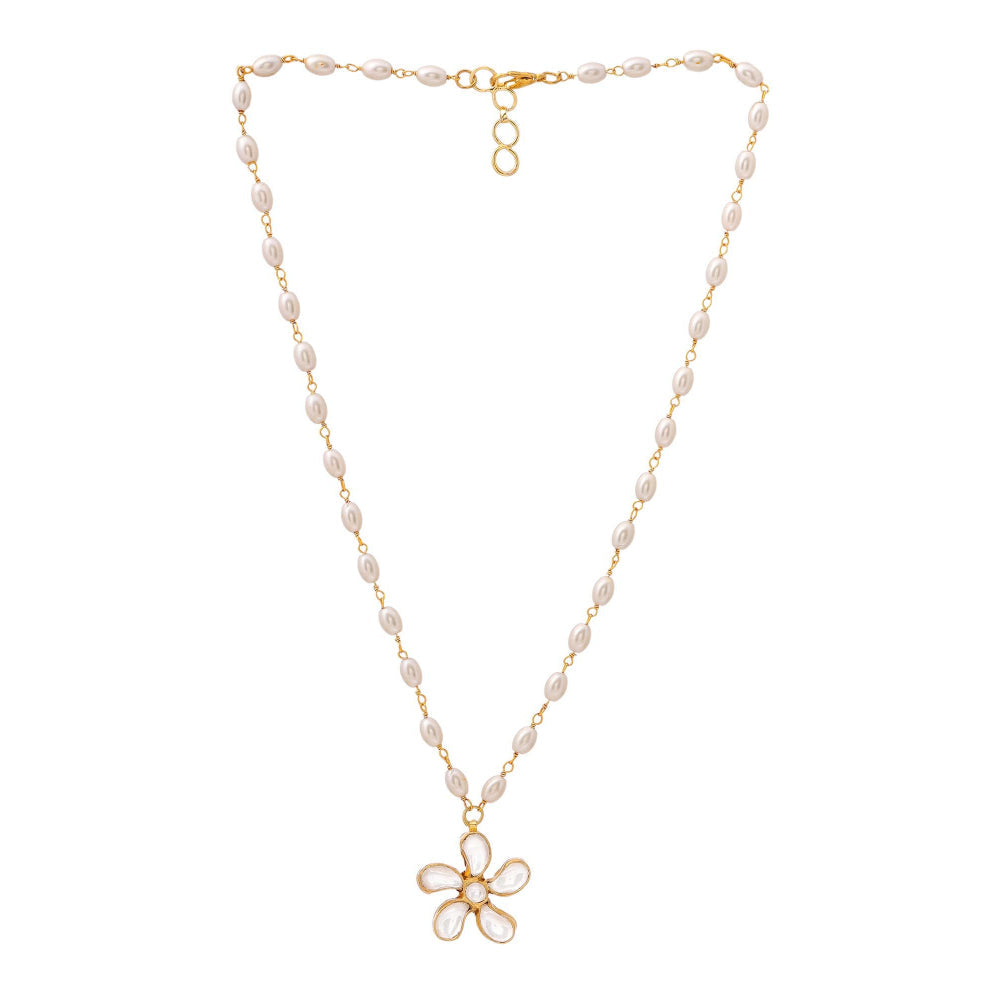 Ruby Raang Studio White Brass Gold Plated Kundan Necklace