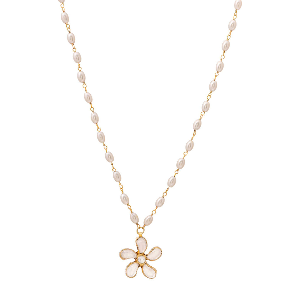 Ruby Raang Studio White Brass Gold Plated Kundan Necklace