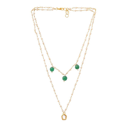 Ruby Raang Studio Green Brass Gold Plated Kundan Necklace