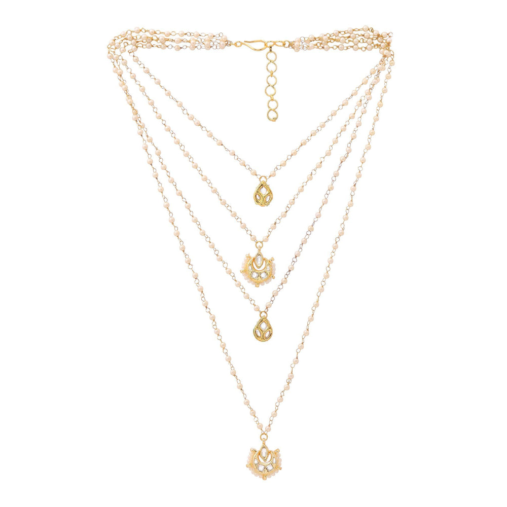 Ruby Raang Studio White Brass Gold Plated Kundan Necklace