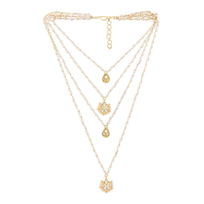 Ruby Raang Studio White Brass Gold Plated Kundan Necklace