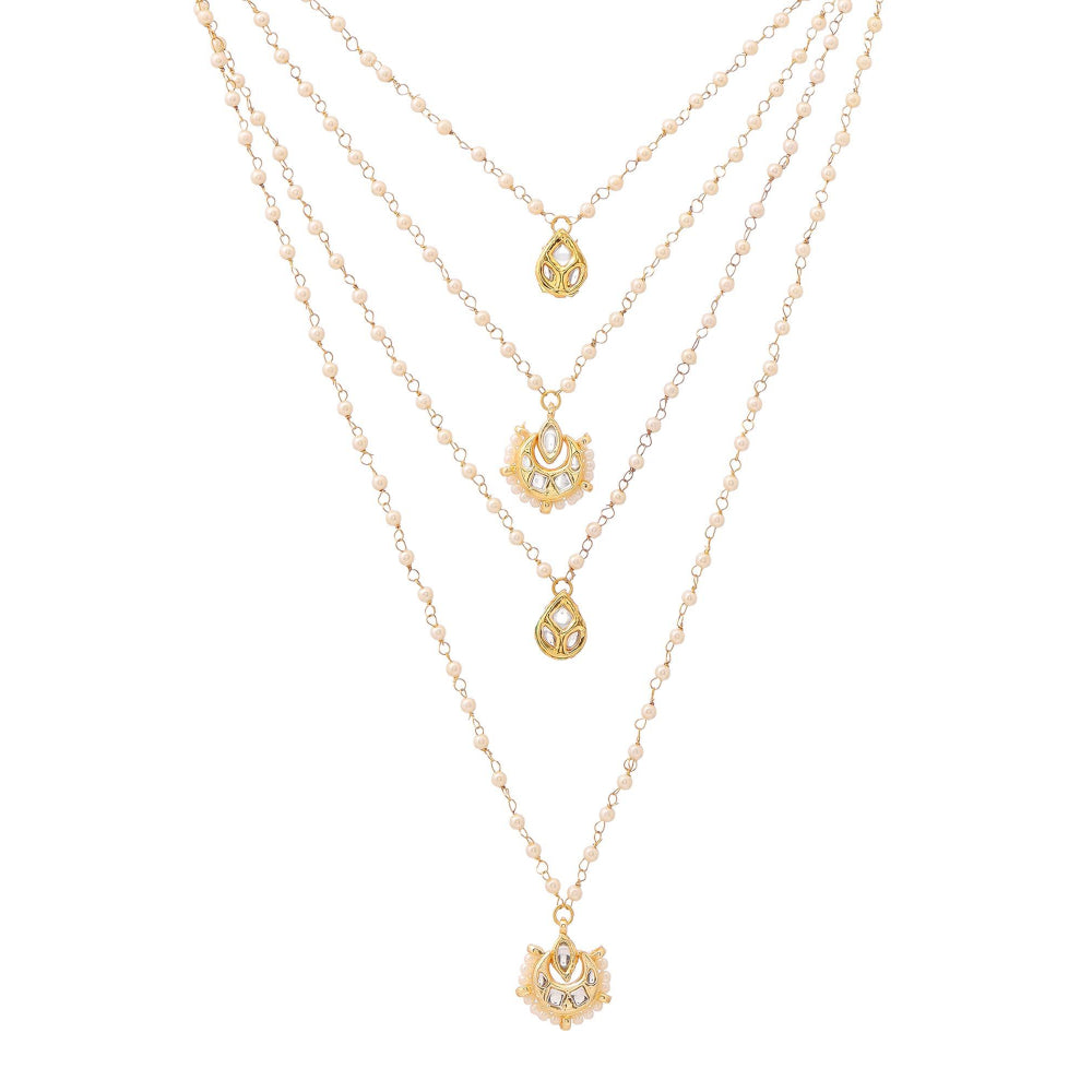 Ruby Raang Studio White Brass Gold Plated Kundan Necklace
