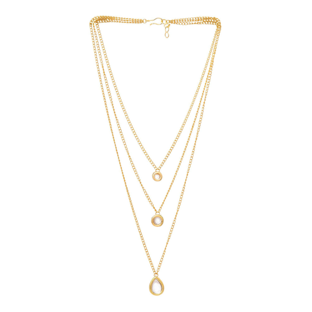 Ruby Raang Studio White Brass Gold Plated Kundan Necklace