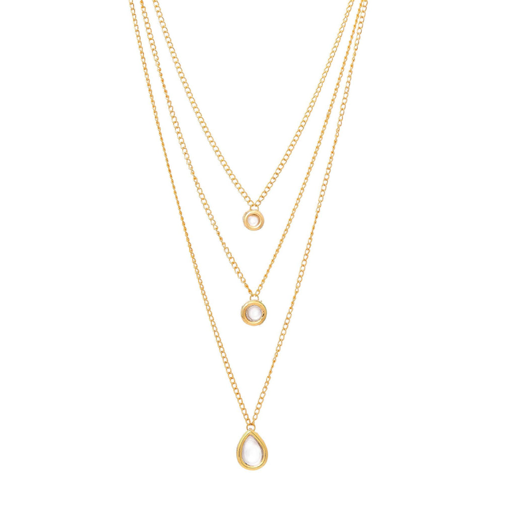 Ruby Raang Studio White Brass Gold Plated Kundan Necklace