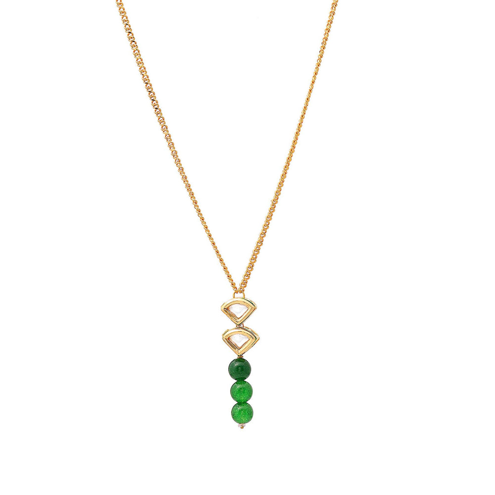 Ruby Raang Studio Green Brass Gold Plated Kundan Necklace
