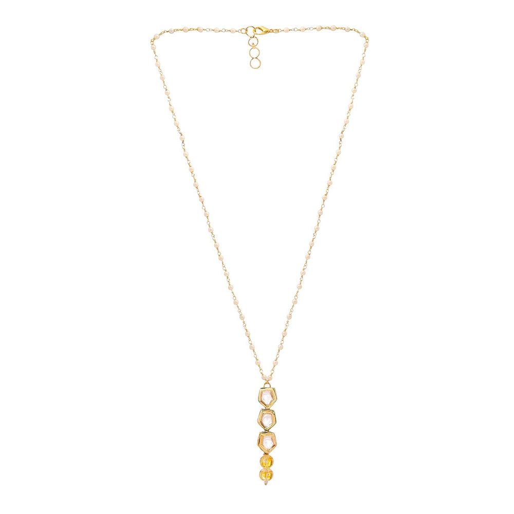 Ruby Raang Studio Yellow Brass Gold Plated Kundan Necklace