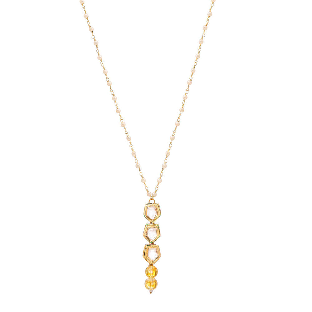 Ruby Raang Studio Yellow Brass Gold Plated Kundan Necklace