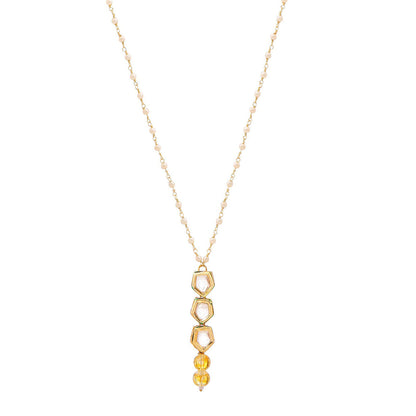 Ruby Raang Studio Yellow Brass Gold Plated Kundan Necklace