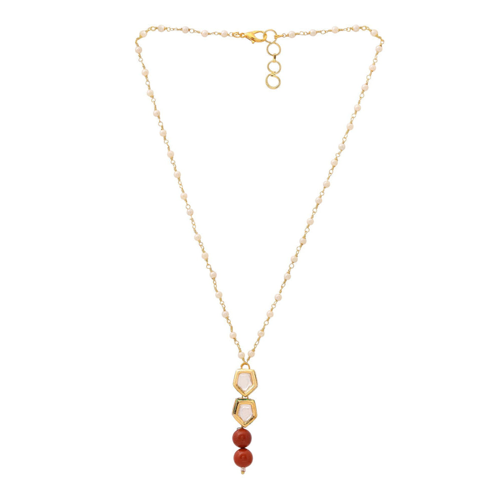 Ruby Raang Studio Red Brass Gold Plated Kundan Necklace