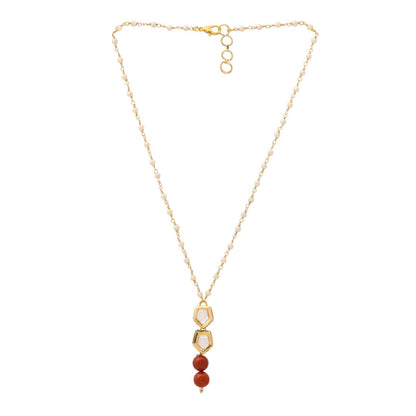 Ruby Raang Studio Red Brass Gold Plated Kundan Necklace